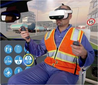 VR headset used by a truck driver to be trained in HSE critical situations