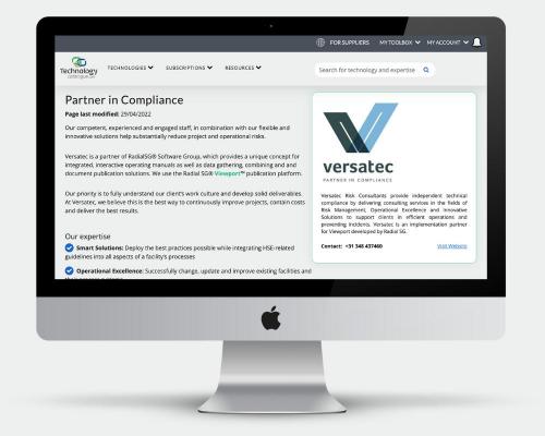 Page of Versatec, one of our deployment partners